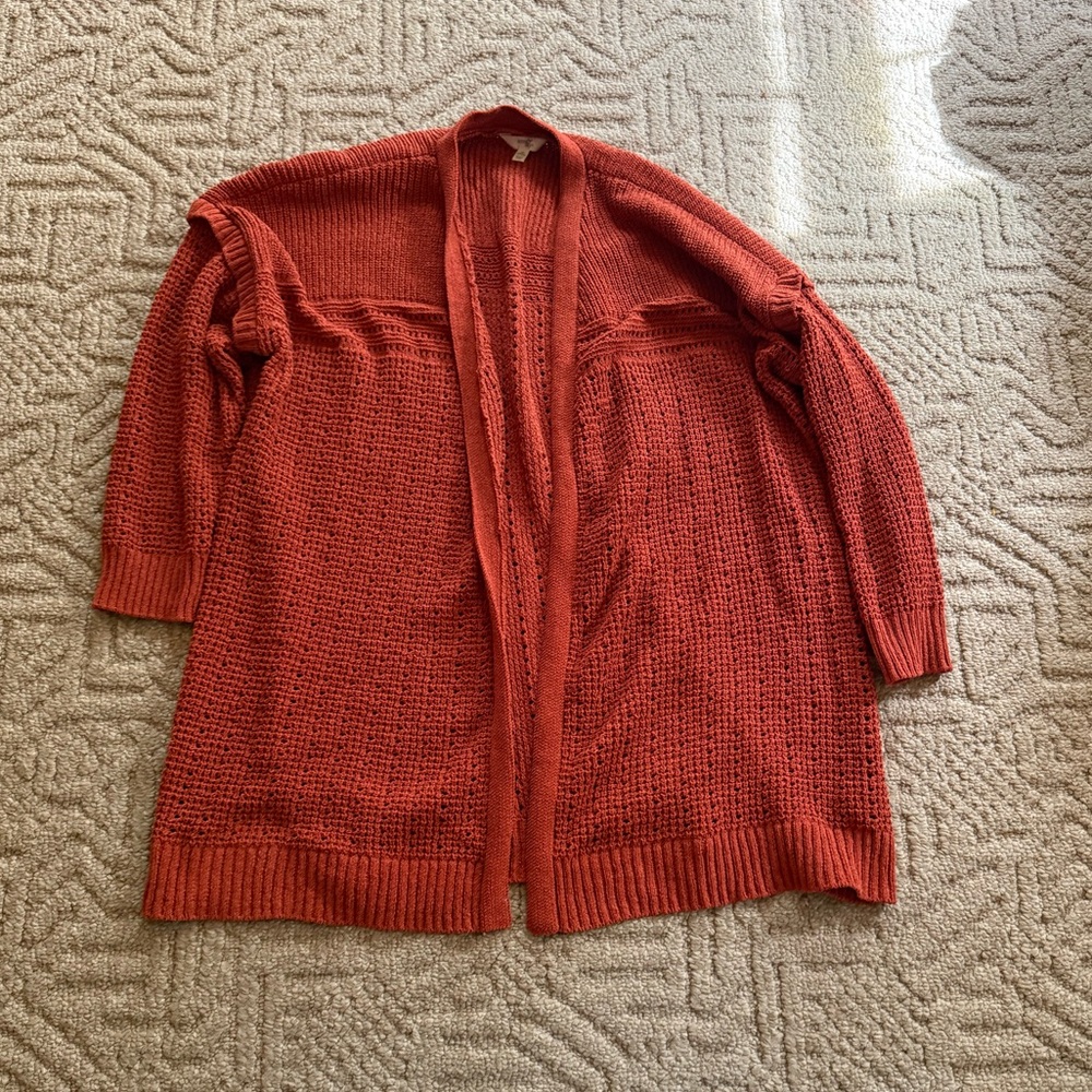 Terra & Sky Women's Open Front Cardigan - Brick Red